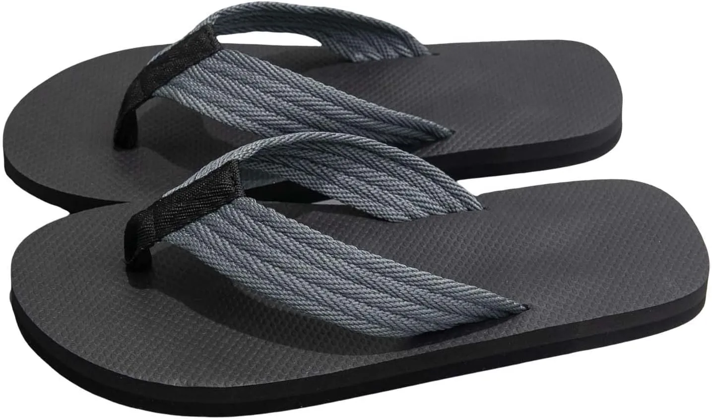 Men's Leather Flip Flops Arch Support Summer Beach Pool Water Thong Sandals Waterproof Rubber Walking Shoes