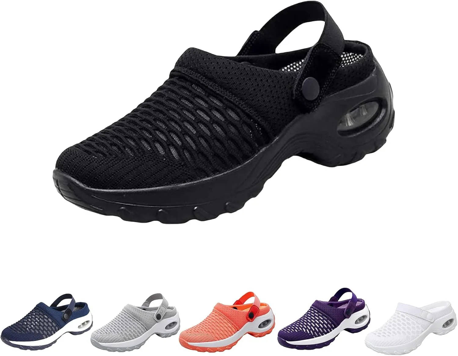 Mesh Clogs for Women Air Cushion Slip on Walking Shoes Orthopedic Stretch Casual Arch Support Reduce Back and Knee Pressure Wide Width Slippers
