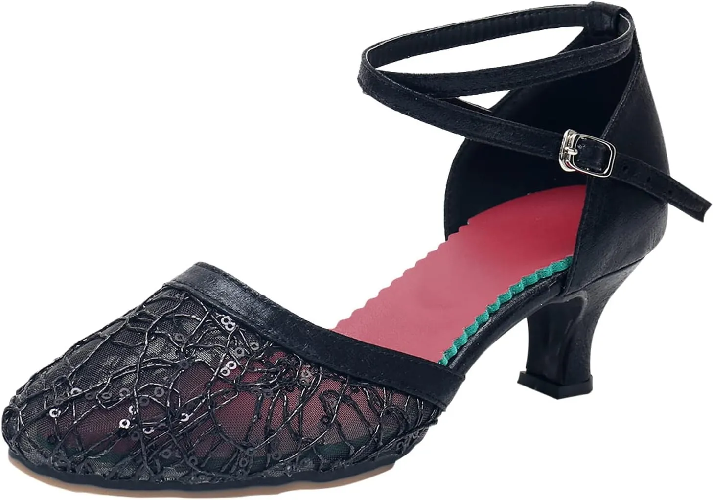 Mesh Rhinestone Sandals For Womens Latin Dance Shoes Heeled Ballroom Tango Party Sequin Women Platform Sandals