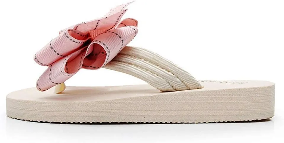 MIOKE Women's Bow Tie Flat Platform Flipflops Summer Fashion Comfort Nonslip Outdoor Beach Thong Sandals
