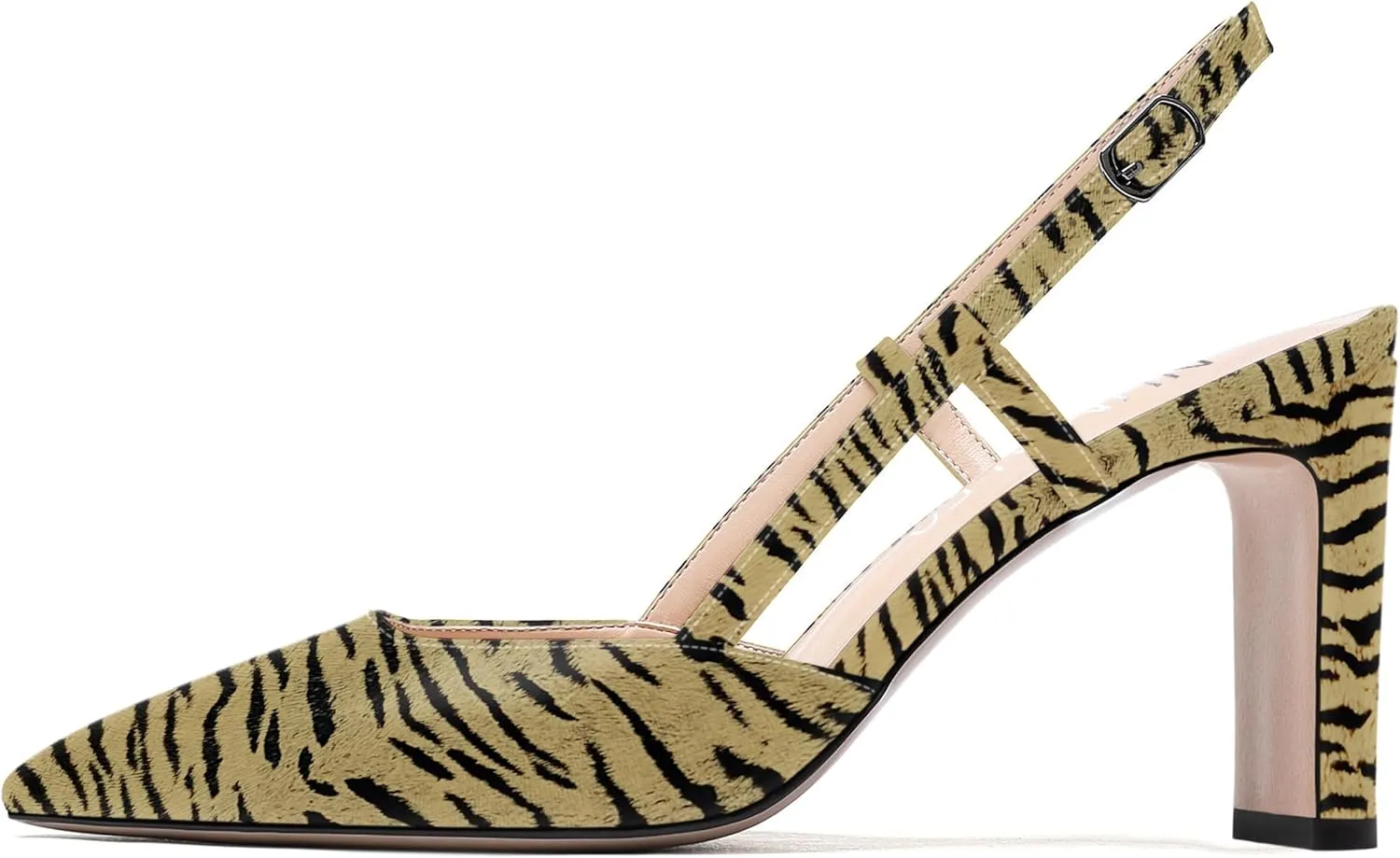 NUMALEO Womens Buckle Slingback Patent Stylish Wedding Pointed Toe Dress Block High Heel Pumps Shoes 3.3 Inch