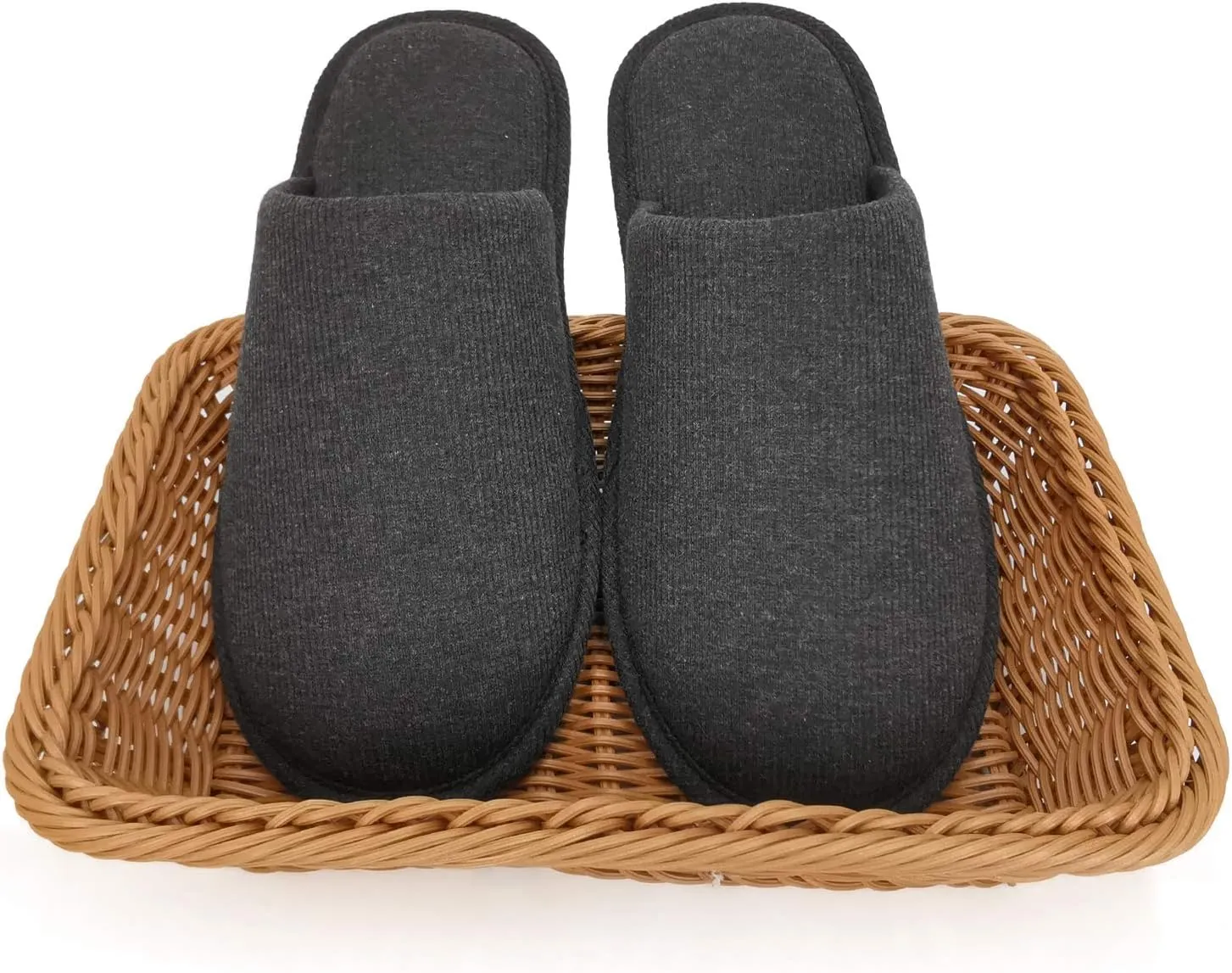 ofoot Mens Indoor Memory Foam Cotton Scuff Slippers Slip On Summer House Shoes Flats Breathable Lightweight Washable Non Skid Rubber Soles
