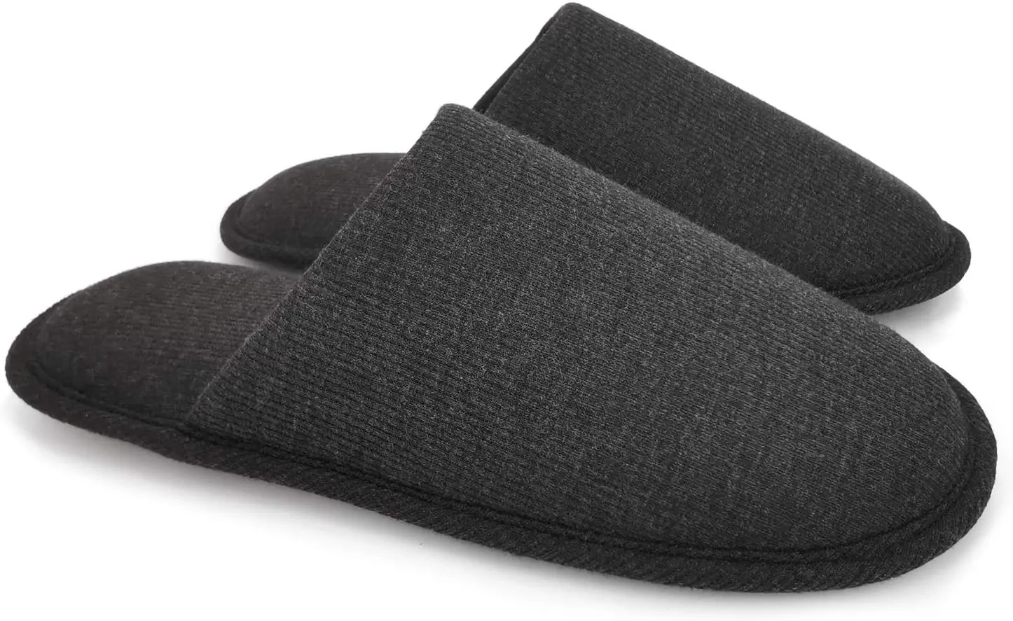 ofoot Mens Indoor Memory Foam Cotton Scuff Slippers Slip On Summer House Shoes Flats Breathable Lightweight Washable Non Skid Rubber Soles