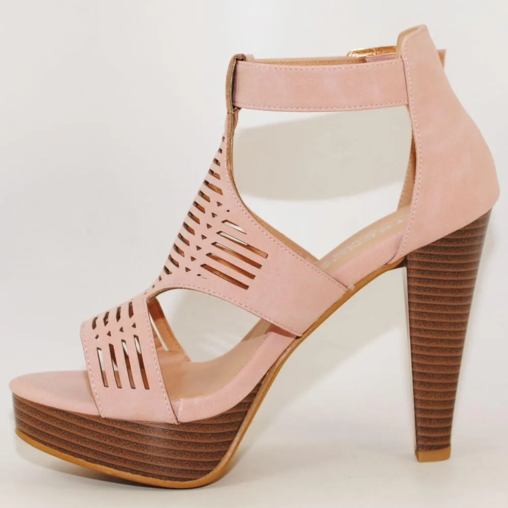 Open Toe Ankle Strap Sandal  Western Bootie Stacked Heel Open Toe Cutout Shoes