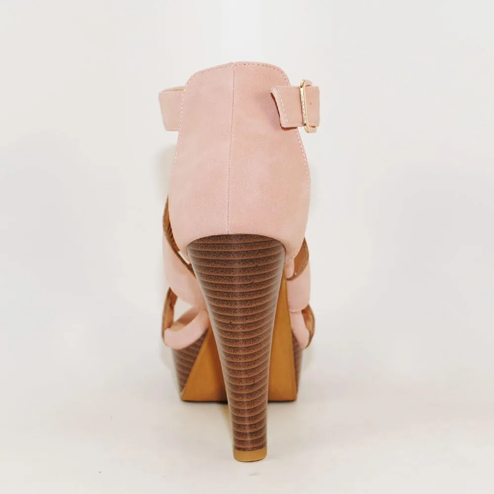 Open Toe Ankle Strap Sandal  Western Bootie Stacked Heel Open Toe Cutout Shoes