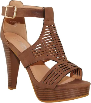 Open Toe Ankle Strap Sandal  Western Bootie Stacked Heel Open Toe Cutout Shoes