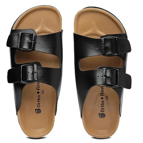 Ortho   Rest Men's Fashionable Cork Sandals | Light weight, Comfortable & Trendy |Adjustable Buckle Straps Casual All Day Wear