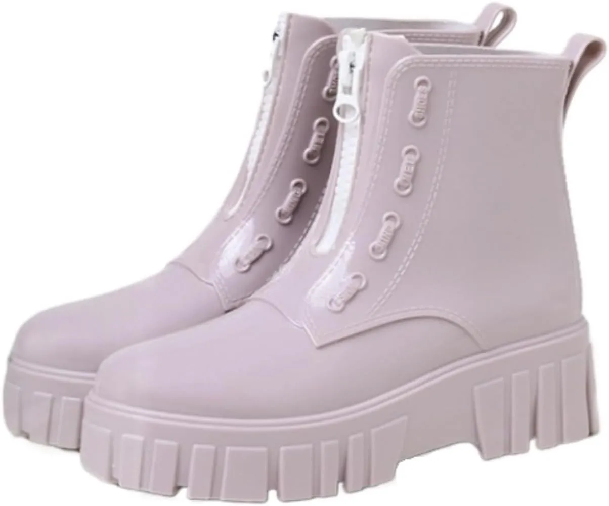 Outdoor Work Booties Women's Thick Soled Rain Boots Waterproof Mid Tube Non Slip Outdoor Water Shoes Outdoor Gardening Work