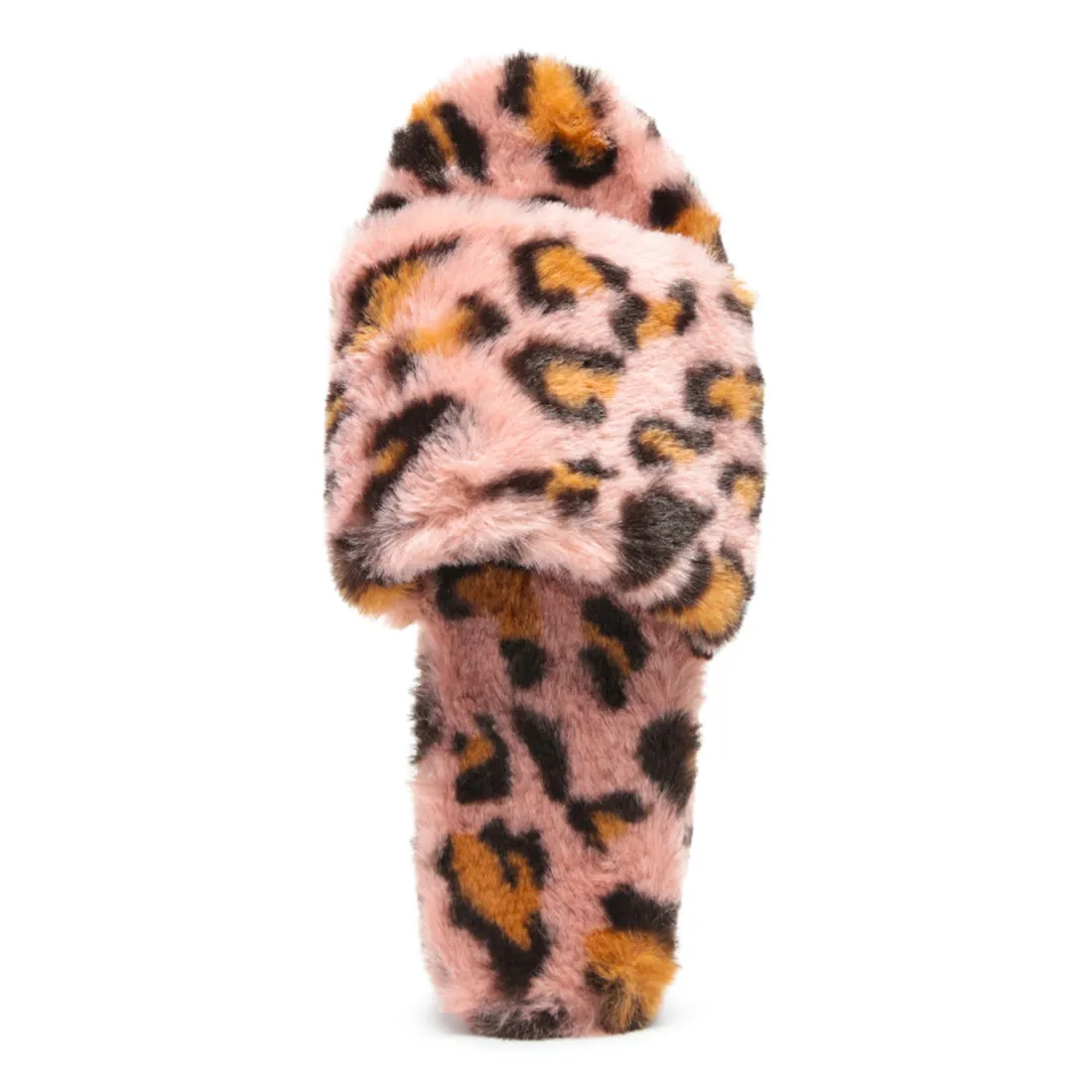 Pink All Day Indoor Fur Flats in Leopard