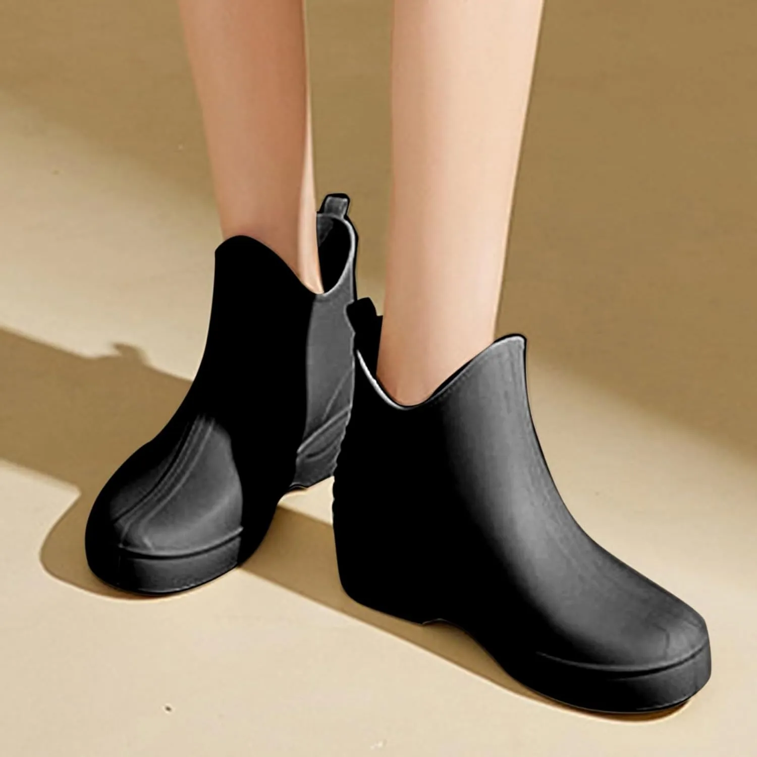 Rain Boots Women Wide Foot Mens Grounded Footwear Ankle Booties with Heel Barefoot Shoes Casual Fall Women's Mid Calf Rain Boots Waterproof Fashion Rain Boots