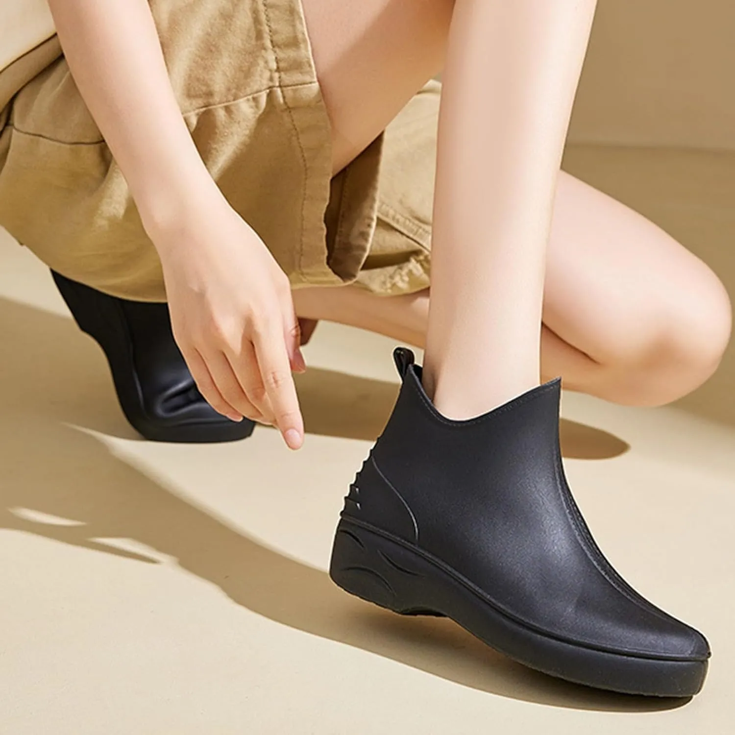 Rain Boots Women Wide Foot Mens Grounded Footwear Ankle Booties with Heel Barefoot Shoes Casual Fall Women's Mid Calf Rain Boots Waterproof Fashion Rain Boots