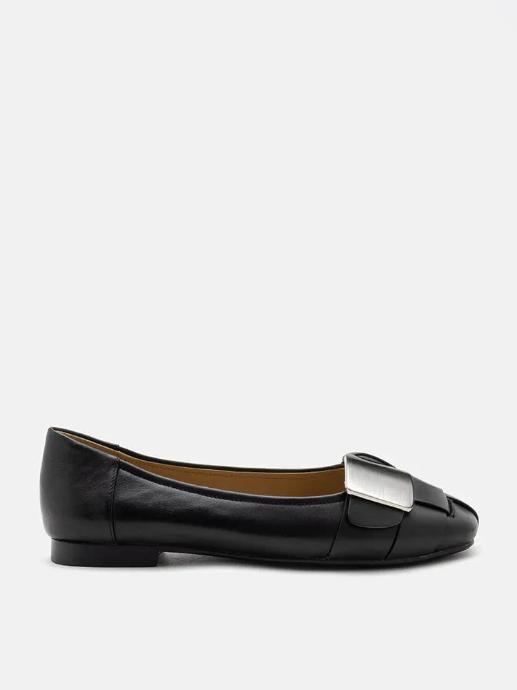 Reese Weaved Silver Buckled Flats