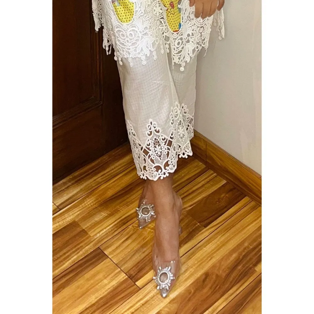 Sage Saga Johri Ivory Applique Palazzo
