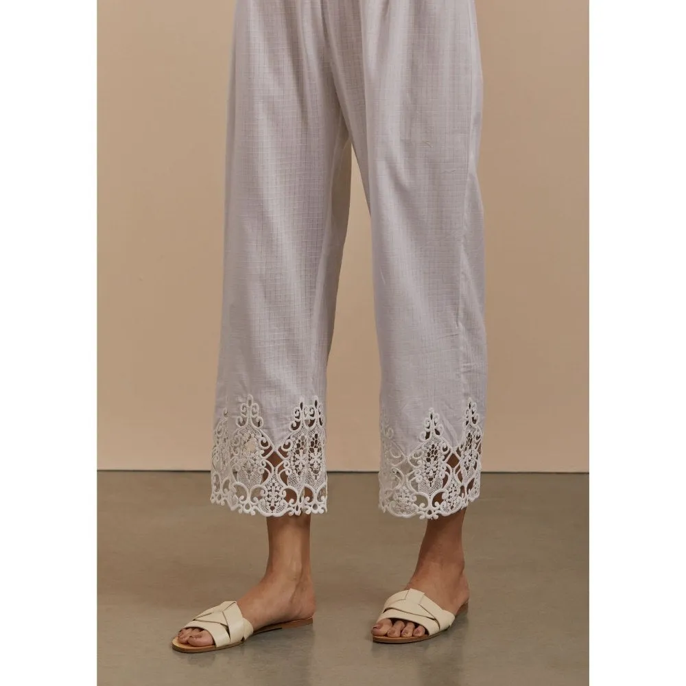 Sage Saga Johri Ivory Applique Palazzo