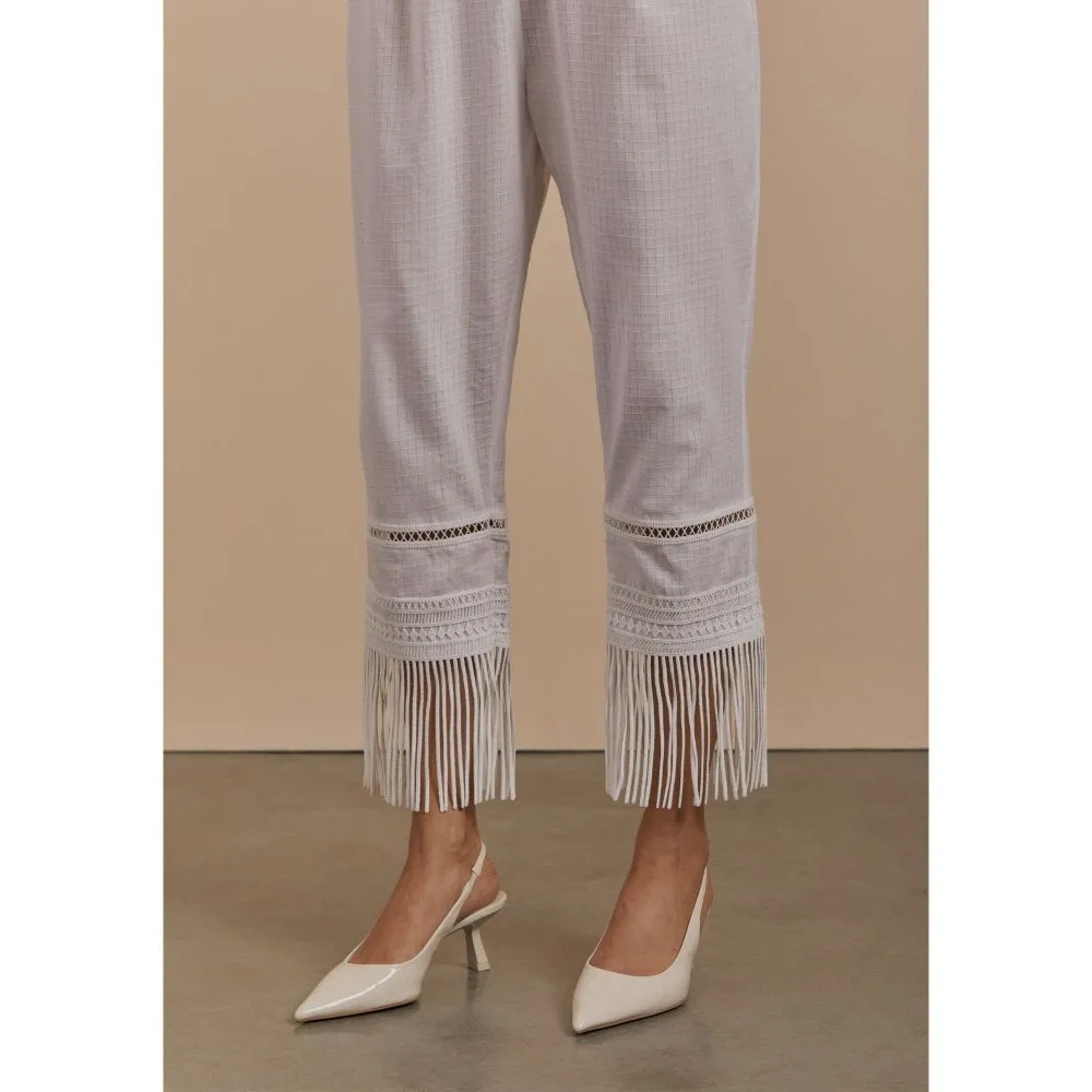 Sage Saga Johri Ivory Tassel Palazzo