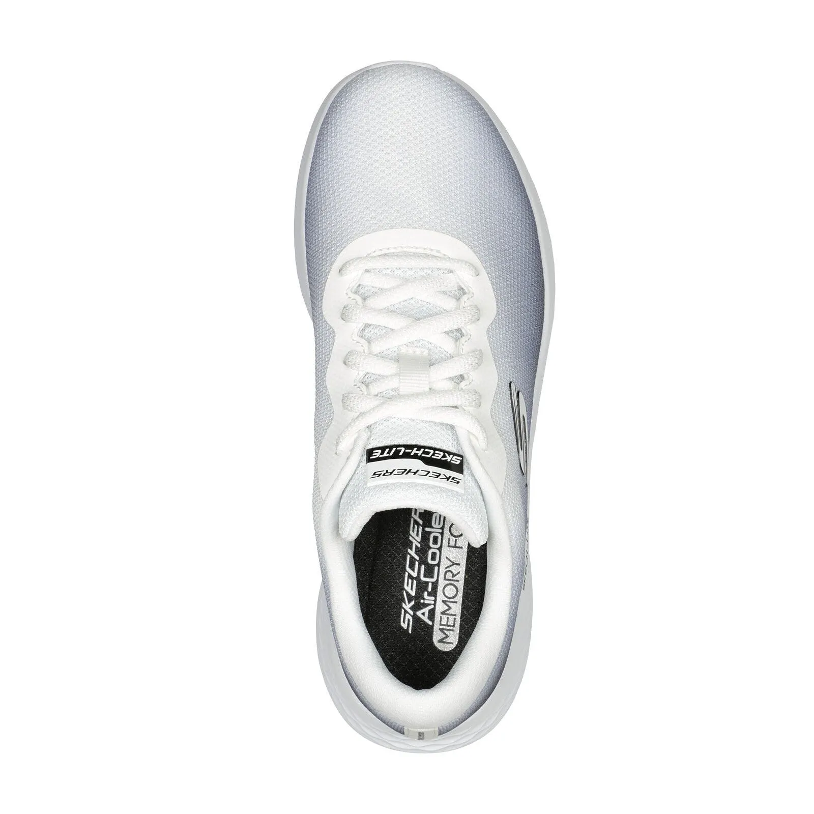 Skechers 149995 Skech Lite Pro Fade Out Ladies White And Black Textile Vegan Lace Up Trainers