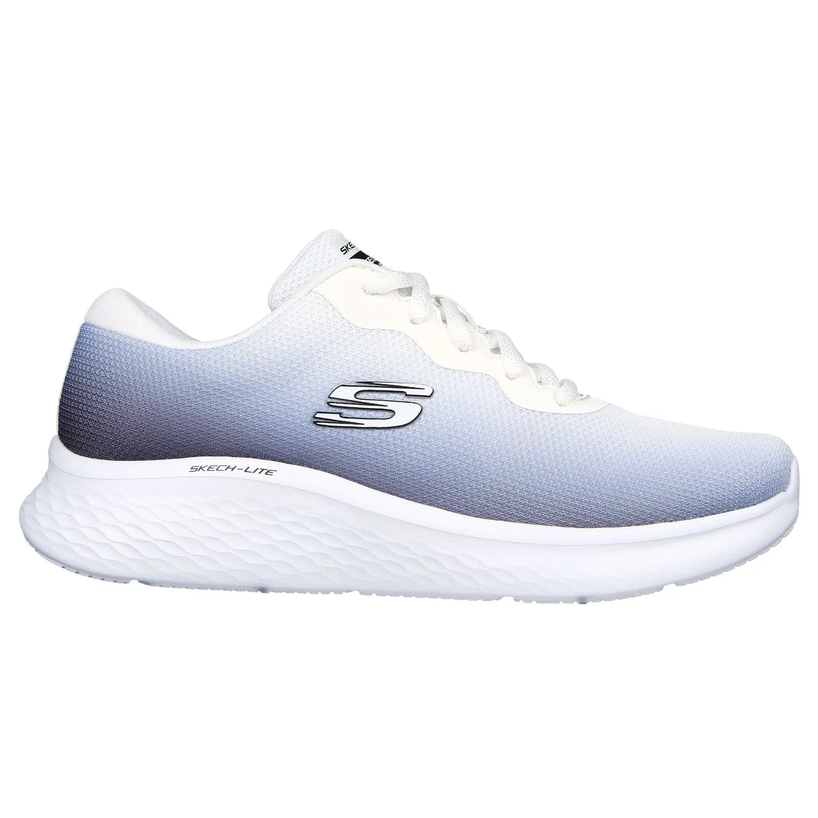 Skechers 149995 Skech Lite Pro Fade Out Ladies White And Black Textile Vegan Lace Up Trainers