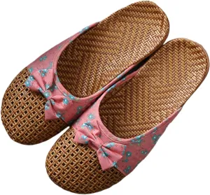 Slide Sandals for Women Summer Slippers Outdoor Indoor Vine Grass Woven Cotton Flax Non-Slip Casual Grass Mat sandal Sandal Bohemian Breathable Vacation Outfits Travel Slipper