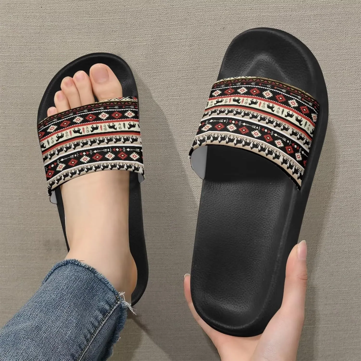 Slides & Slippers for Women & Men Casual Pool Sandals Open Toe Shower Shoes Summer Footwear Gift for Family Friends