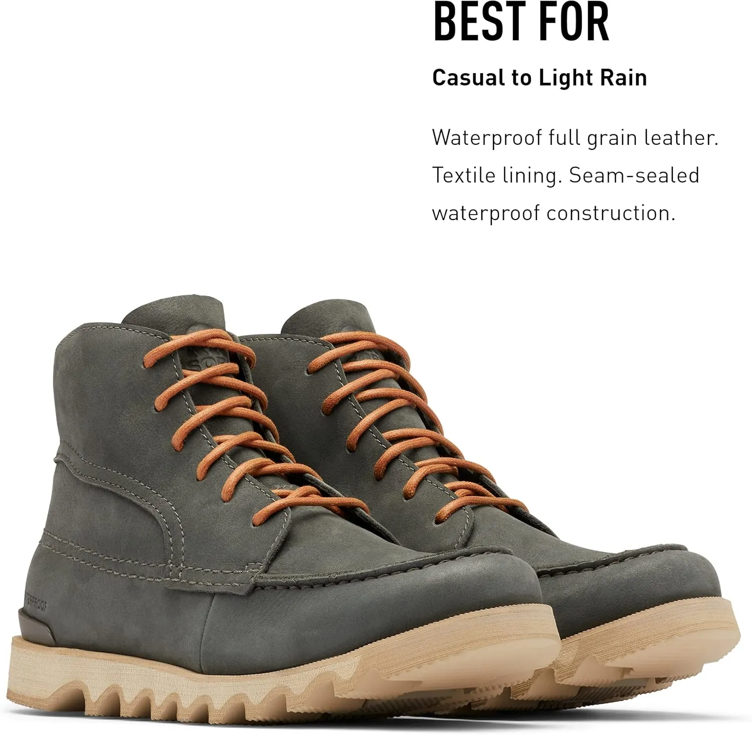 Sorel Men's Kezar Moc Boot  Waterproof Leather Rain Boot