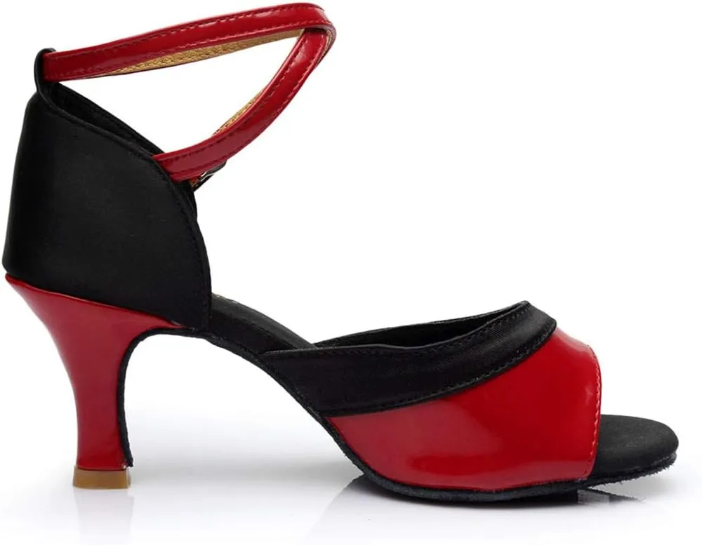 Strappy Heels for Women Leather Latin Ballroom Sandals Latin Dance Tango Shoes Performance Practice Dancing Shoes