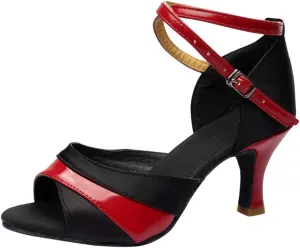 Strappy Heels for Women Leather Latin Ballroom Sandals Latin Dance Tango Shoes Performance Practice Dancing Shoes