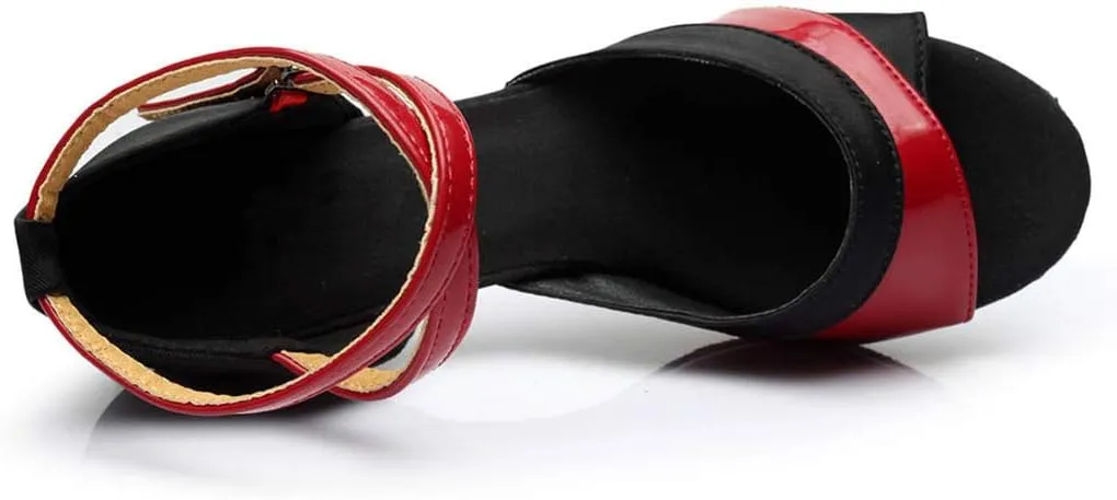 Strappy Heels for Women Leather Latin Ballroom Sandals Latin Dance Tango Shoes Performance Practice Dancing Shoes
