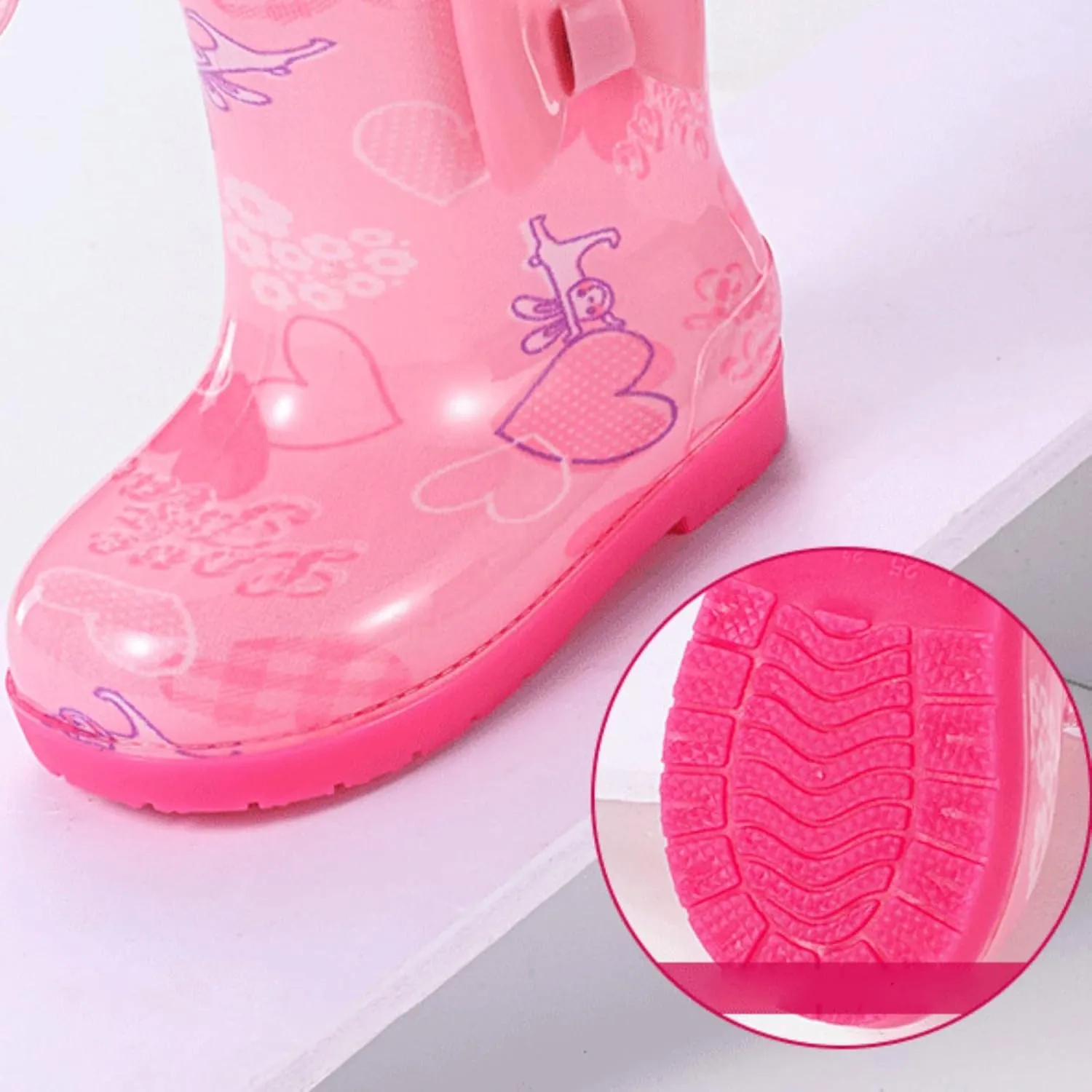 Toddler Rain Boots with Handle Little Boys Girls Lightweight Waterproof Outdoor Non-Slip Wear-esistant Shoes