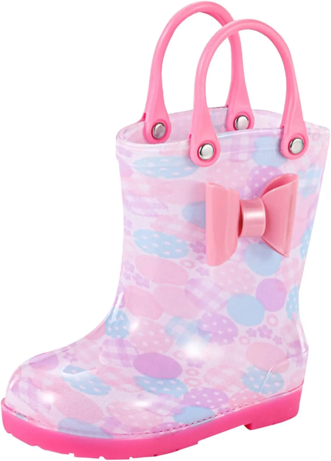 Toddler Rain Boots with Handle Little Boys Girls Lightweight Waterproof Outdoor Non-Slip Wear-esistant Shoes