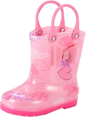 Toddler Rain Boots with Handle Little Boys Girls Lightweight Waterproof Outdoor Non-Slip Wear-esistant Shoes