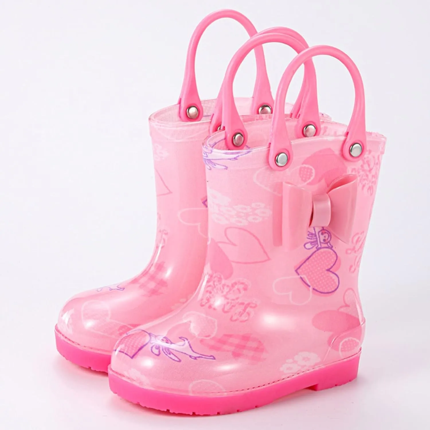 Toddler Rain Boots with Handle Little Boys Girls Lightweight Waterproof Outdoor Non-Slip Wear-esistant Shoes
