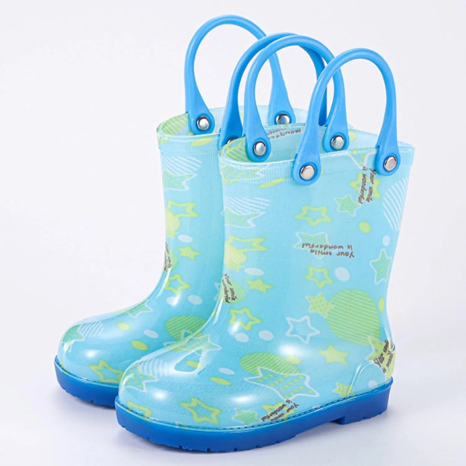 Toddler Rain Boots with Handle Little Boys Girls Lightweight Waterproof Outdoor Non-Slip Wear-esistant Shoes