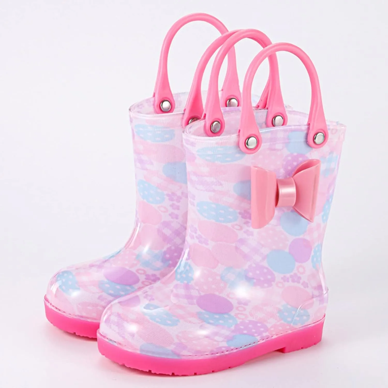 Toddler Rain Boots with Handle Little Boys Girls Lightweight Waterproof Outdoor Non-Slip Wear-esistant Shoes