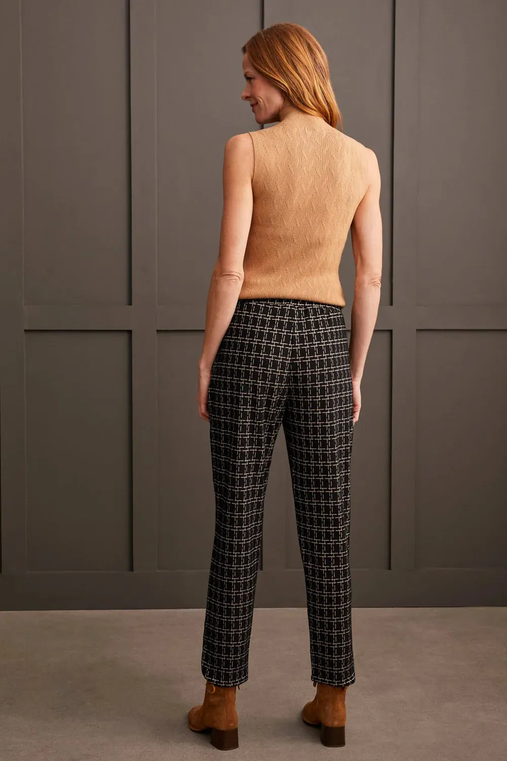 Tribal Brushed Knit Pull-On Ankle Pant Curved Hem
