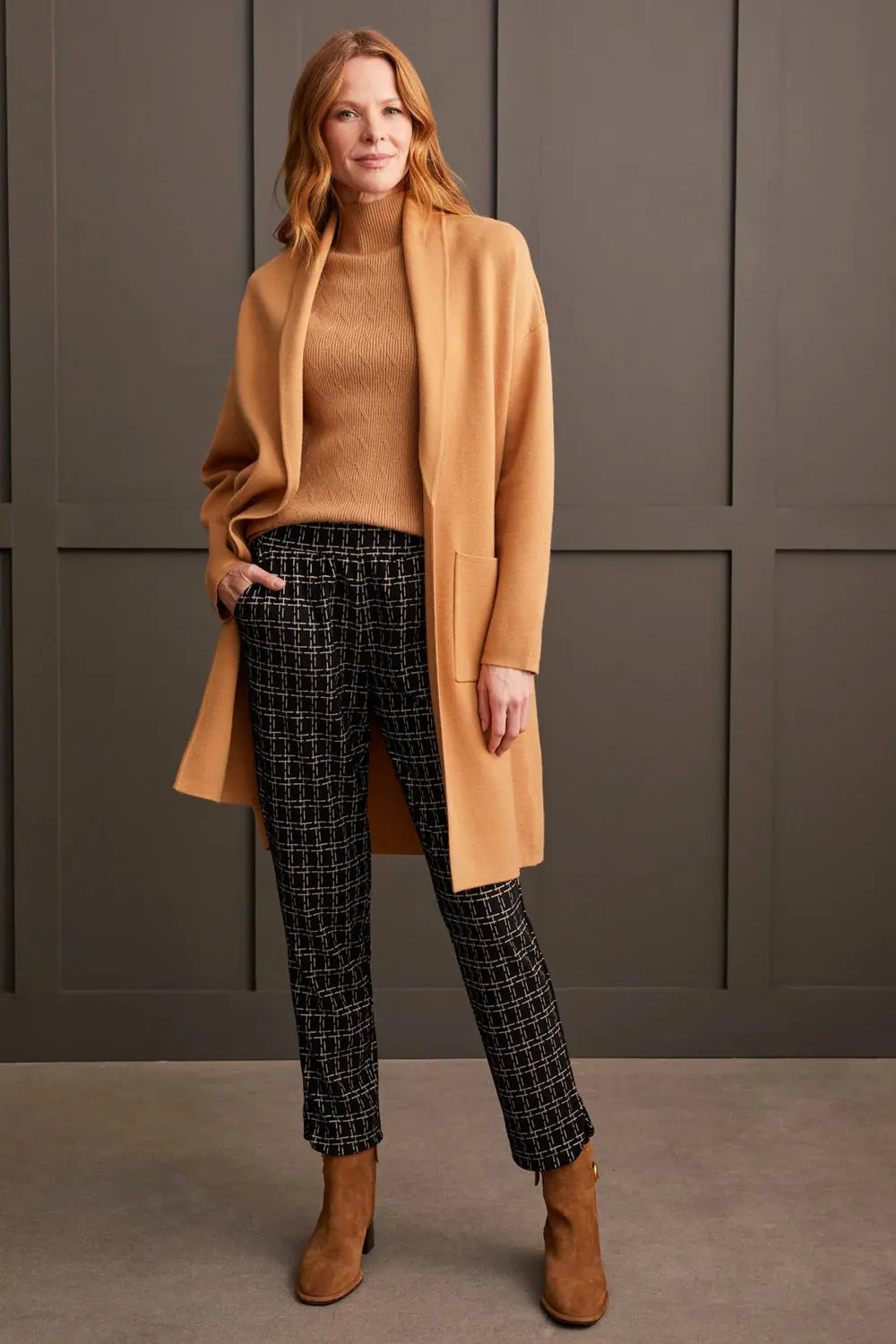 Tribal Brushed Knit Pull-On Ankle Pant Curved Hem