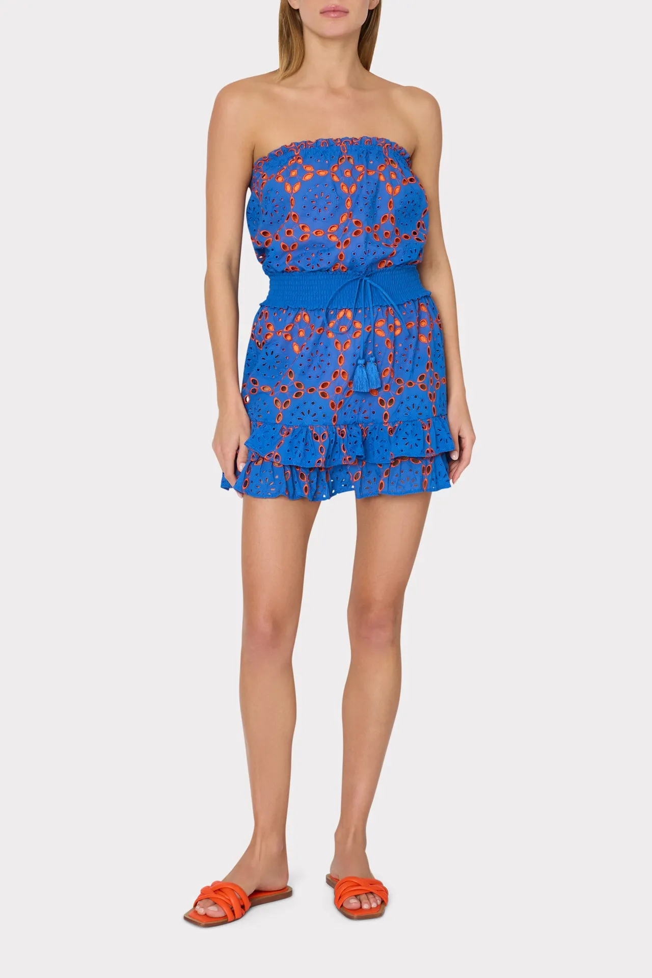 Verity Two Tone Geo Eyelet Cover-Up Dress