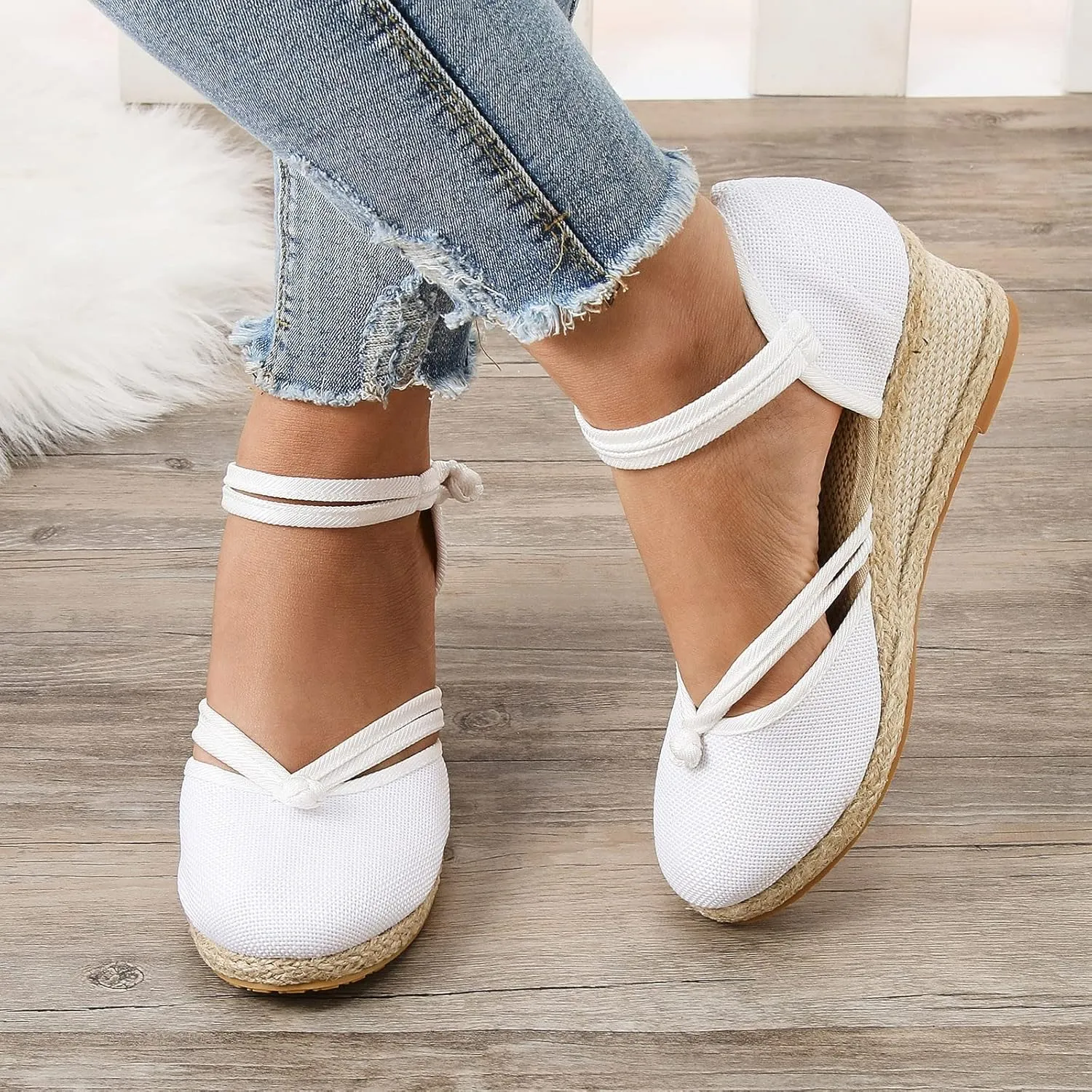 Wedge Sandals for Women 2024 Women Shoes Sandals Platform Wedge Sandals Fashion Versatile Braided Buckle Breathable