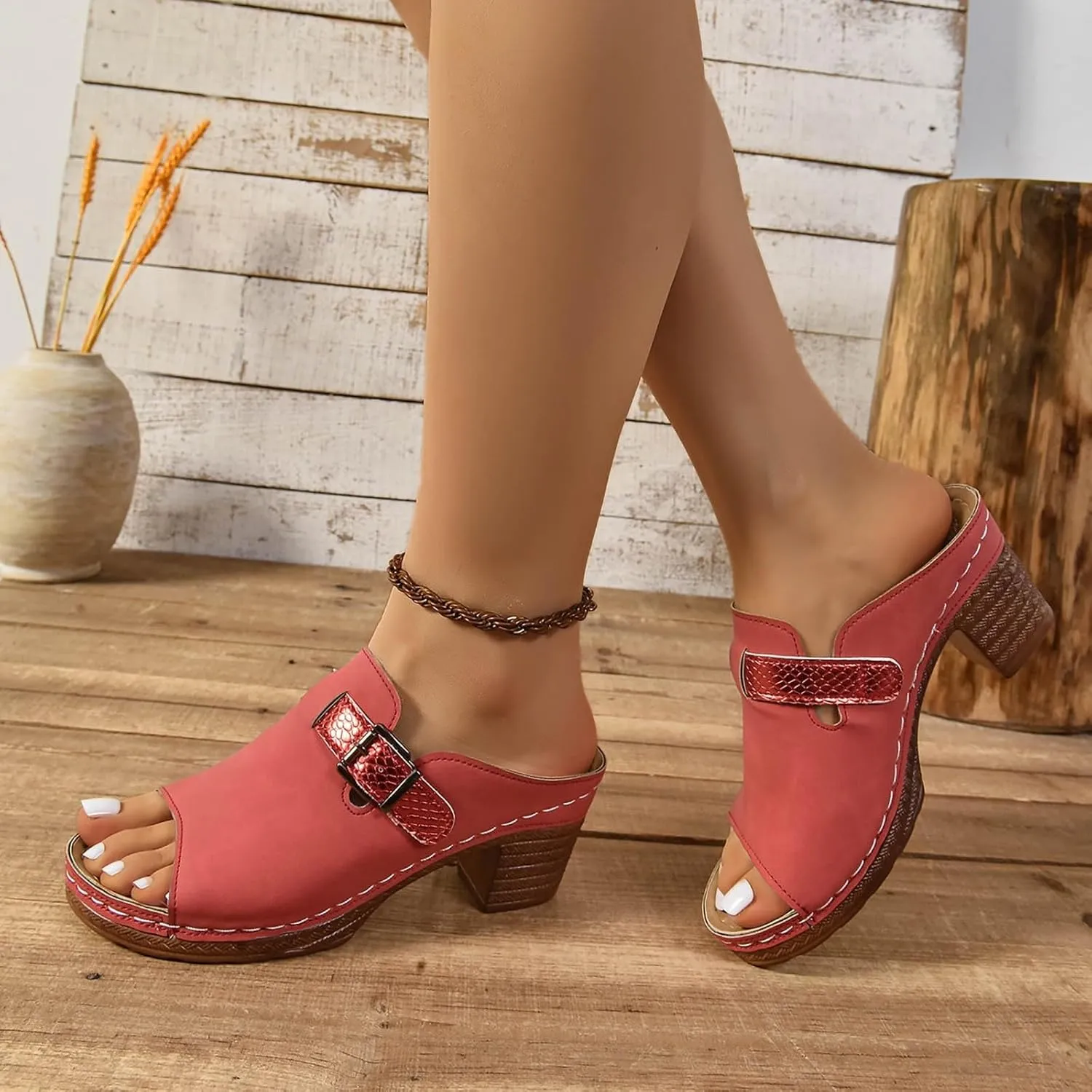 Wedge Sandals for Women 2025 Summer Platform Chunky Heels Low Shoes Summer Sandals for Women Casual Open Toe Comfortable Sandal Lightweight Outdoor Fashion Trendy Going Out Slippers