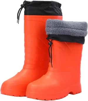 Winter Rain Boots for Men, Men's Outdoor Plush Waterproof Slip-Resistant High Barrel Pull Rope Adjustable Rain Boots, Comfort Lightweight Raining Shoes, for Gardening Fishing Farming