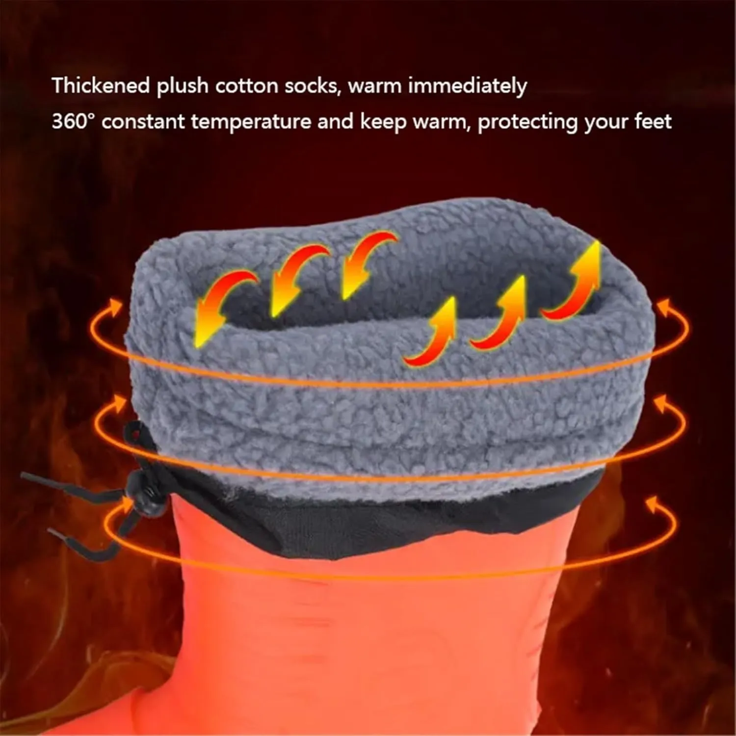 Winter Rain Boots for Men, Men's Outdoor Plush Waterproof Slip-Resistant High Barrel Pull Rope Adjustable Rain Boots, Comfort Lightweight Raining Shoes, for Gardening Fishing Farming