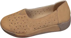 Womens Flat Sandals Summer Closed Toe Mesh Slip On Sandals Hollow Out Flower Breathable Shoes, Comfortable Espadrilles Flats Round Toe Casual Dress Flats Trendy Lazy Loafers for Women