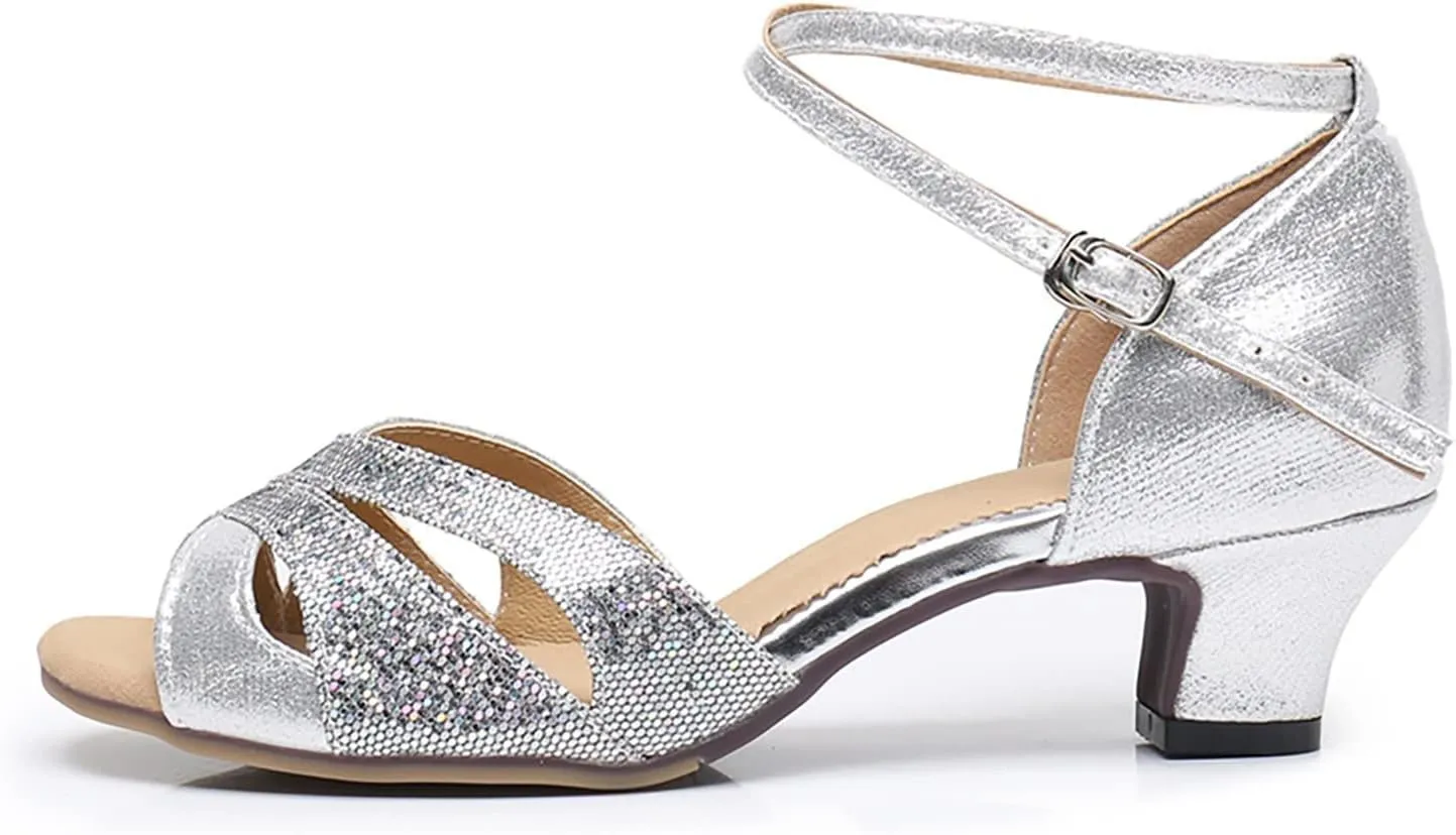 Women's Latin Dance Shoes Ballroom Practice Dance Heels Dressy Wedding Bride Sandals Prom Graduation Business Heels