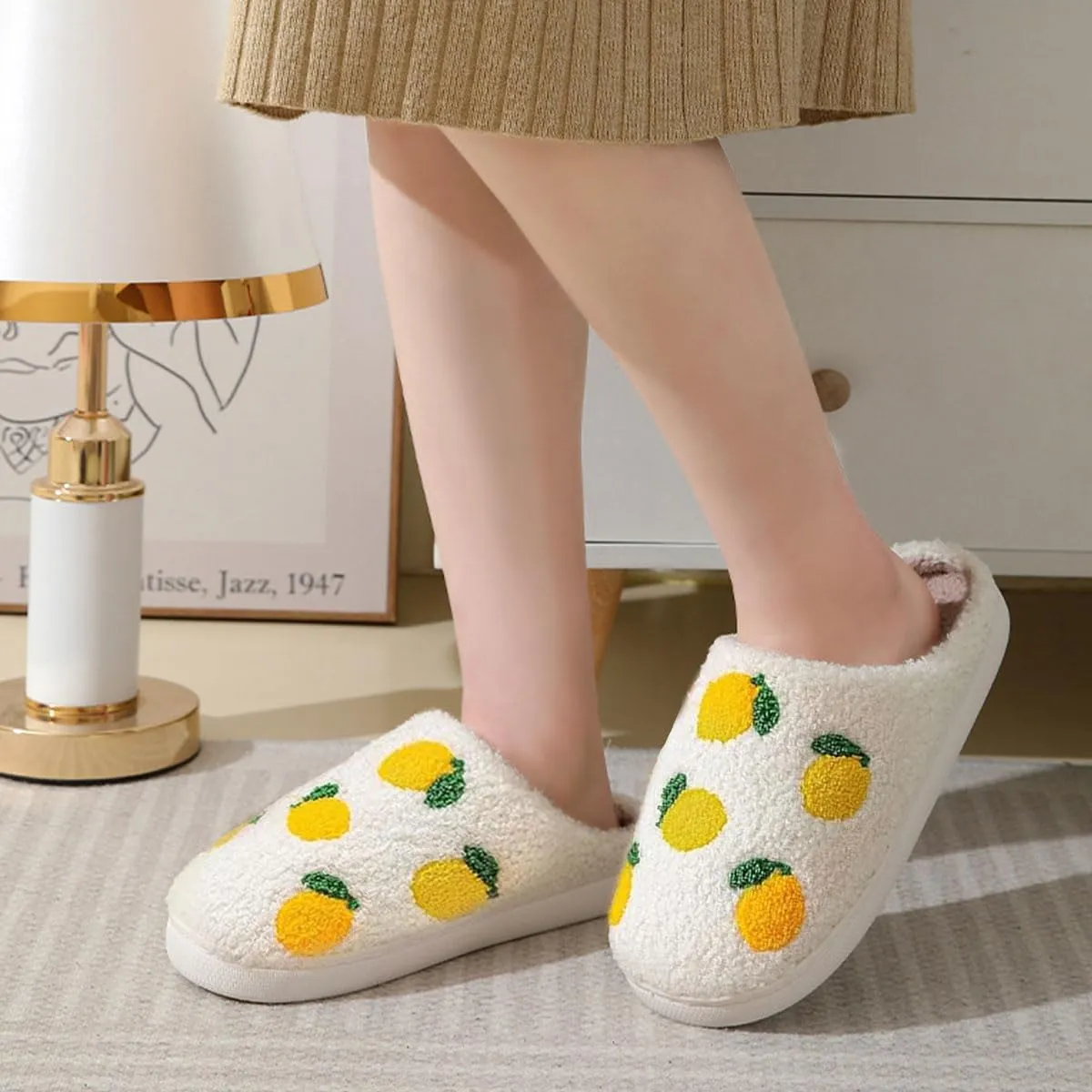 Women's Men's Cute Evil Eyes Slippers Strawberry Slippers Fuzzy Plush Soft Warm Home Bedroom House Shoes