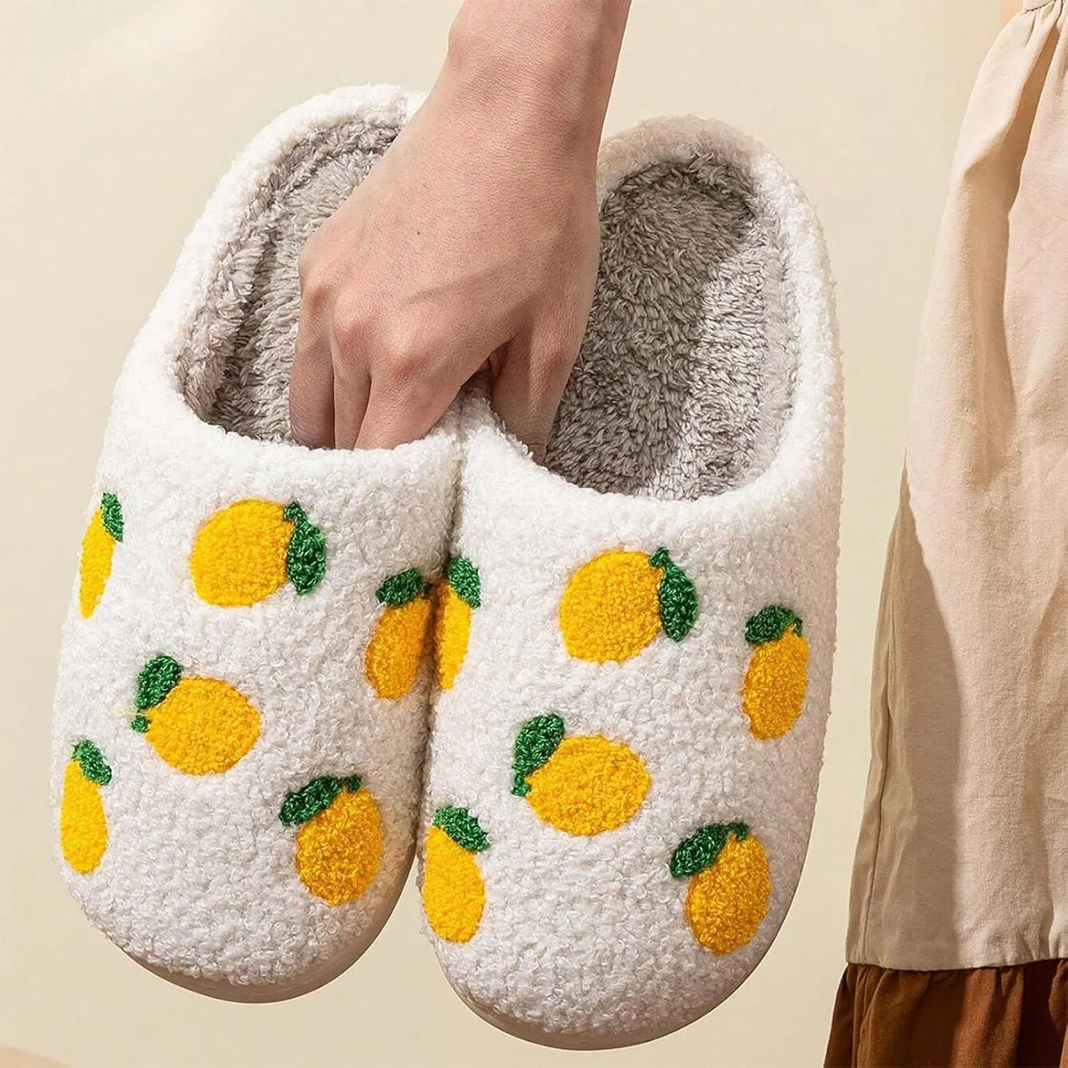 Women's Men's Cute Evil Eyes Slippers Strawberry Slippers Fuzzy Plush Soft Warm Home Bedroom House Shoes