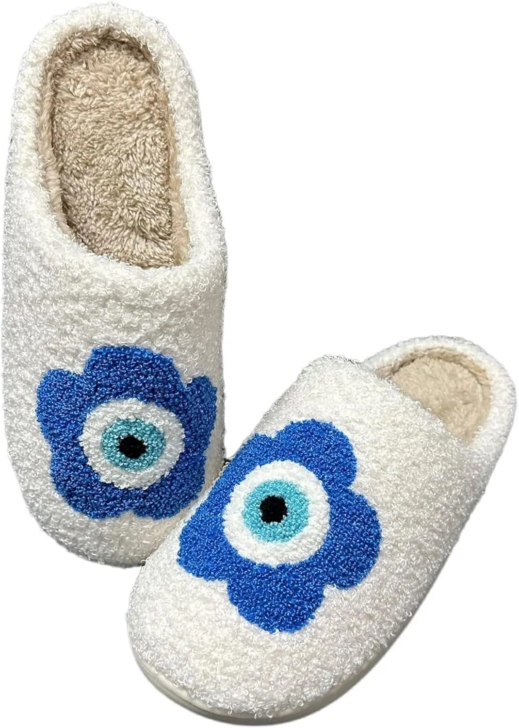 Women's Men's Cute Evil Eyes Slippers Strawberry Slippers Fuzzy Plush Soft Warm Home Bedroom House Shoes