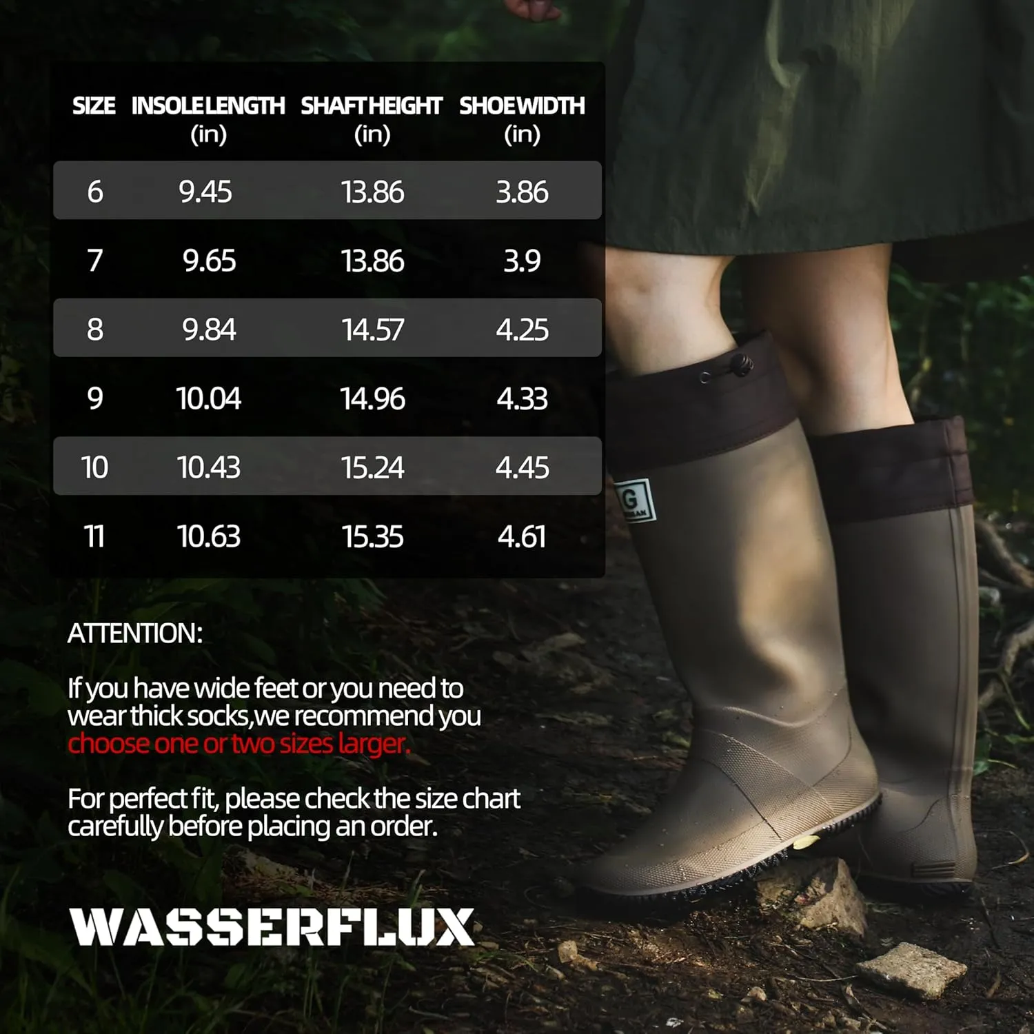 Womens Mid-Calf Rain Boots  Waterproof Foldable Rubber Boots with Adjustable Cuff, Anti-Slip Sole, Lightweight for Gardening & Outdoor Work