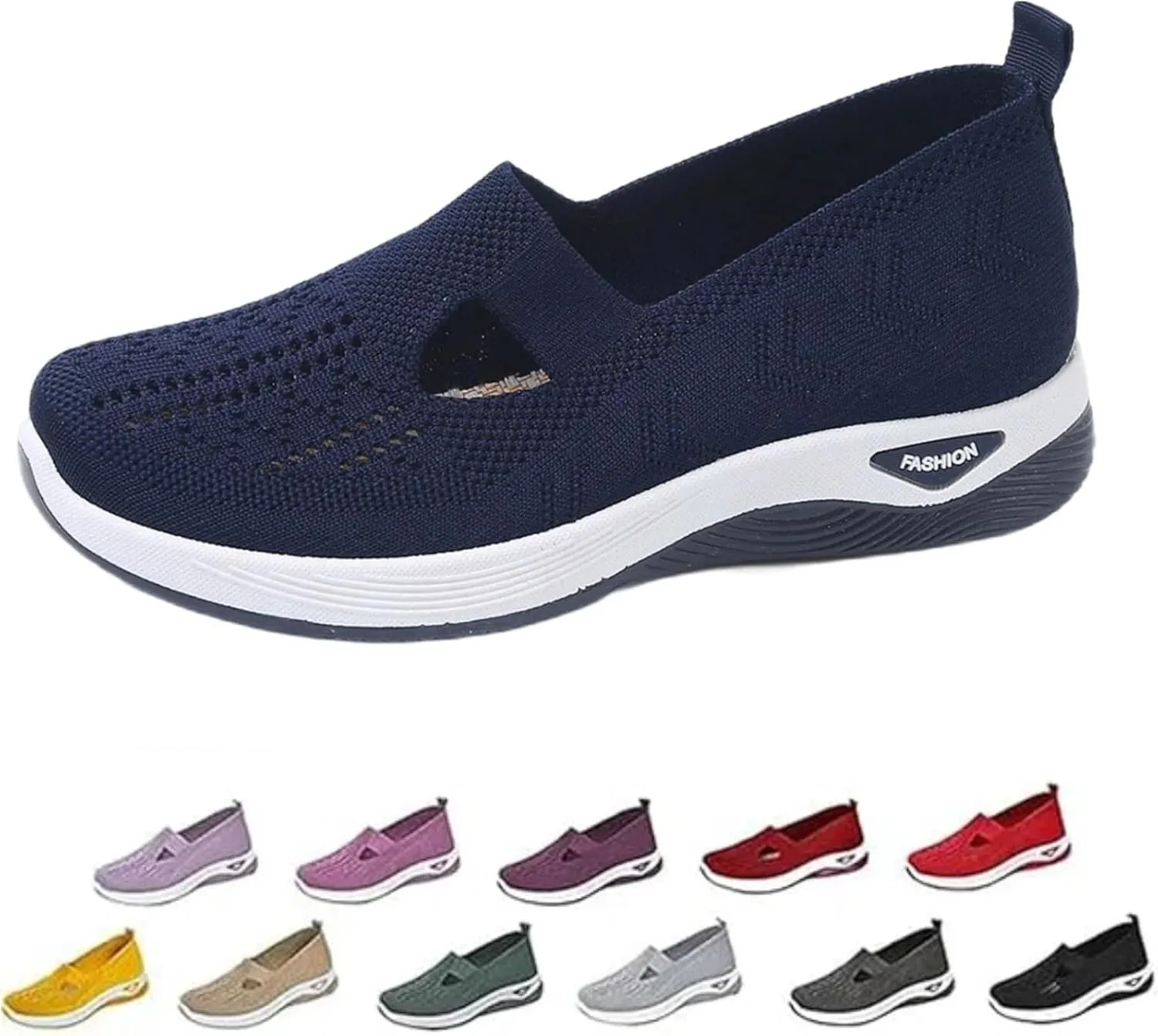 Women's Orthopedic Shoes Woven Wide Arch Support Slip-On Orthowalk Sneakers Casual Breathable Soft Anti-Skid Sports Footwear