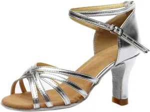 Womens Sandals Buckle Latin Dance Shoes Suede Sole Wedding Performance Dance Summer Open Toe Mid Heels Shoes
