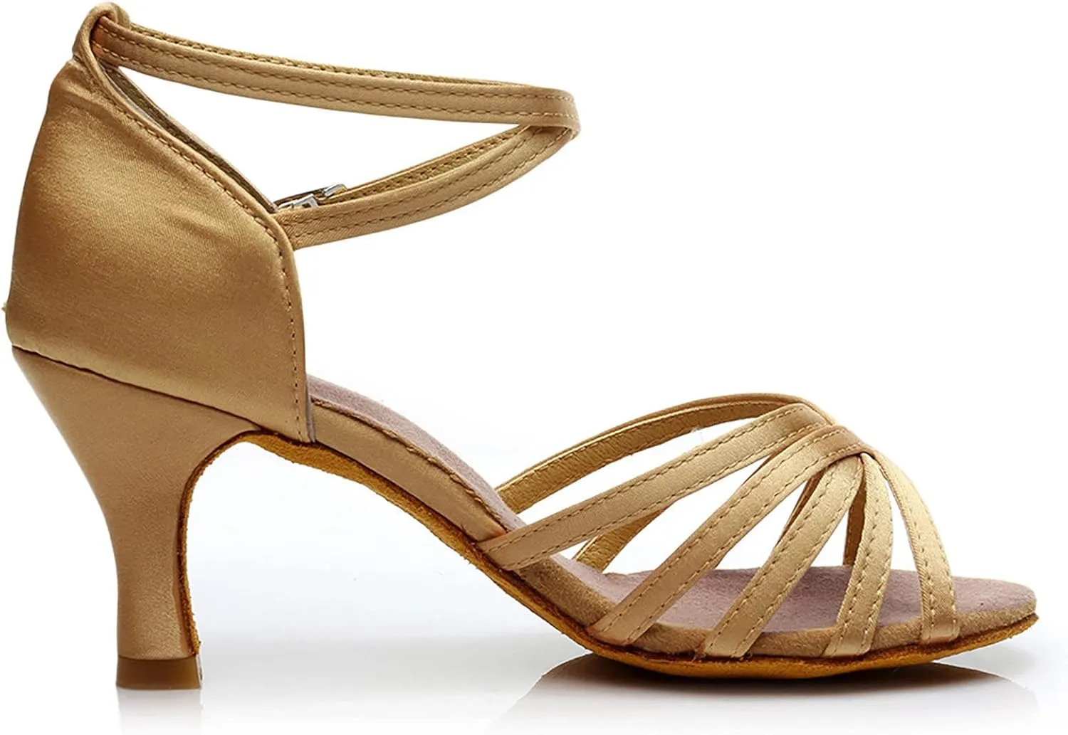 Womens Sandals Buckle Latin Dance Shoes Suede Sole Wedding Performance Dance Summer Open Toe Mid Heels Shoes