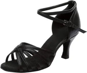 Womens Sandals Buckle Latin Dance Shoes Suede Sole Wedding Performance Dance Summer Open Toe Mid Heels Shoes